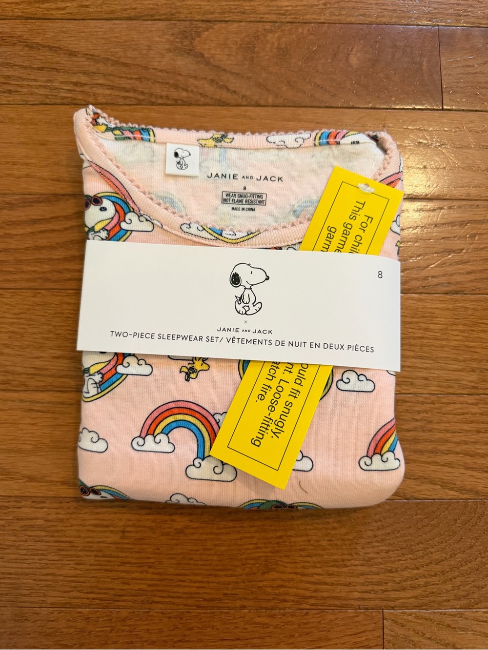 NWT Janie and Jack Snoopy Rainbow Short Sleeve Pajamas